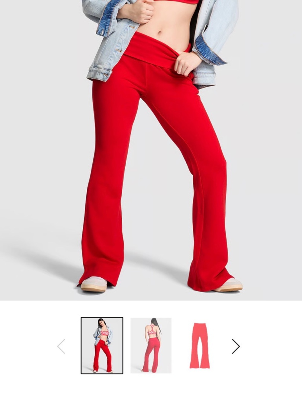 NWT Victorias secret Red Flared Yoga Pants Fold-Over Waist
